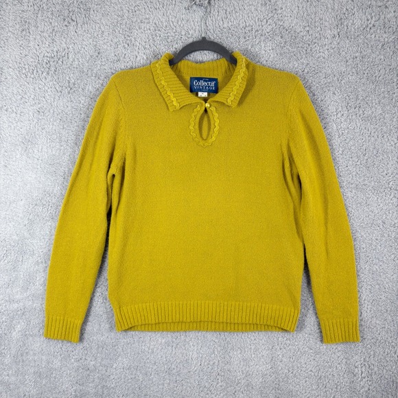 ModCloth Collectif Fatima Jumper Yellow Size XL Peter Pan Collar Keyhole Neck - Picture 1 of 8